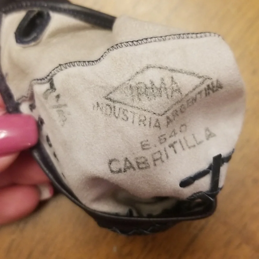 Vintage navy gloves and jewelry roll bag